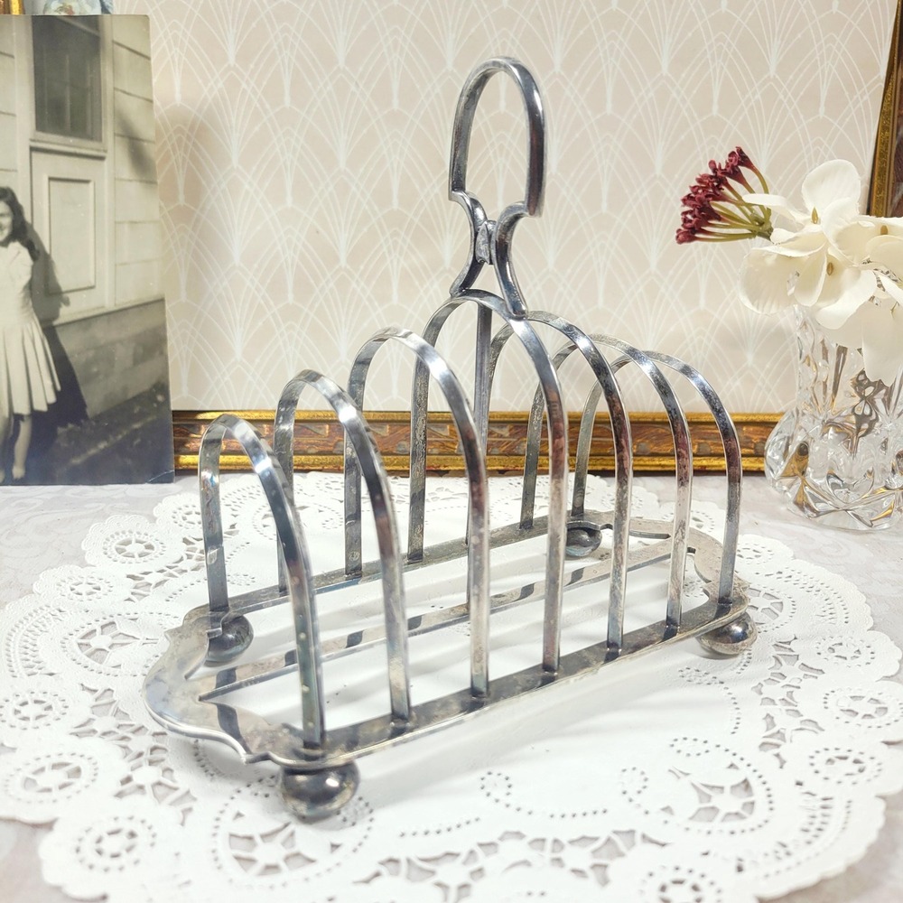 Antique Victorian Silver Plate Toast Rack Deykin Sons c 1890 Victorian Era